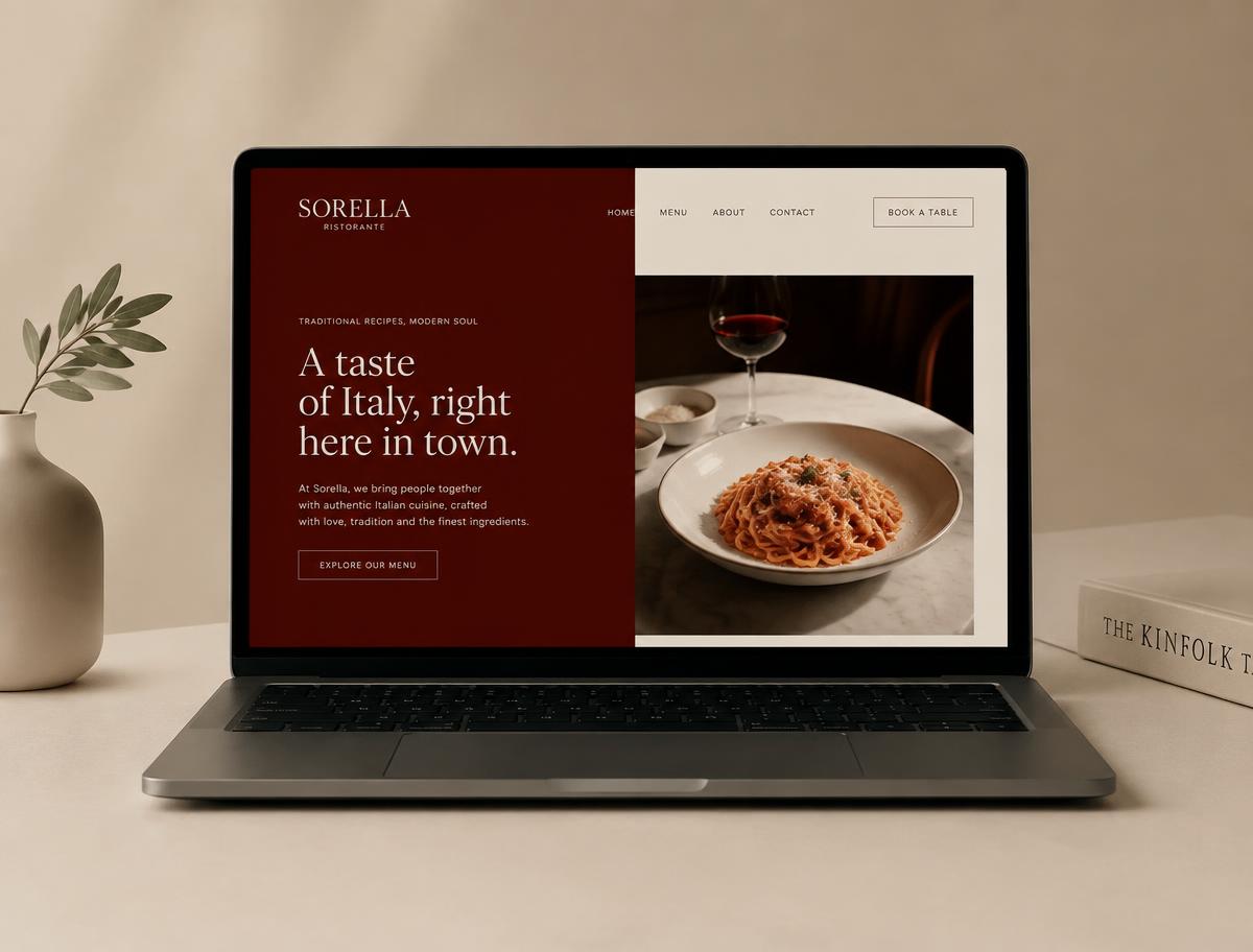 Website design concept for Sorella Ristorante